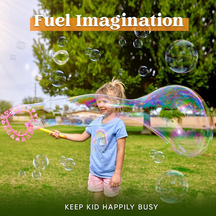 JOYIN Bubble Wands Set, Giant Bubble Wands Toy Set Large Bubble Wands with Tray Bulk for Kids Summer Outdoor Activity Party Favors, Suitable for All Age People