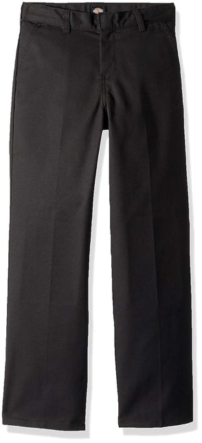 Dickies Boys' Big Flex Waist Flat Front Pants, Black, 10