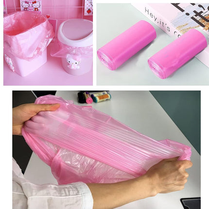 4 GALLON Bathroom Trash Bags , 5 Rolls/100 Counts Small HANDLES Garbage Bags for Office, Kitchen,Bedroom Waste Bin,Colorful Portable Strong Rubbish Bags (Pink 300 Counts)