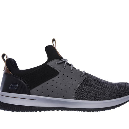 Skechers Men's Delson Camben Trainers, Black Gray Mesh W Synthetic, 6 UK