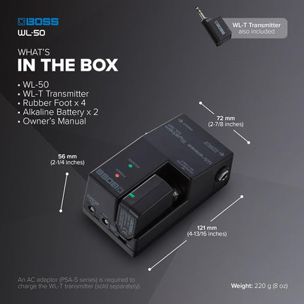 BOSS WL-50 Guitar Wireless Virtual Cable for Pedalboards | Plug-And-Play