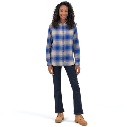 Camisa de Franela de Manga Larga a Cuadros para Mujer Tallas Grandes Dickies, Cuadros Azules, 2X