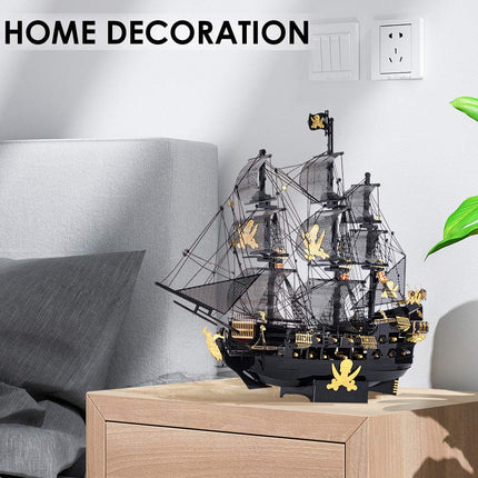 Piececool 3D Puzzles for Adults, Metal Pirate Ship Model Kits, 307 Pcs DIY 3D Watercraft Metal Model Kit, Christmas Birthday Gifts Toys for Adults and Teens, Brain Teasers Hand Craft Kits