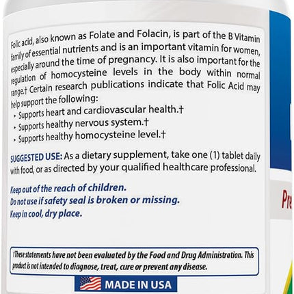 Best Naturals Folic Acid 1000 mcg (Vitamin B9), 240 Tablets (1000 mcg (Pack of 3))