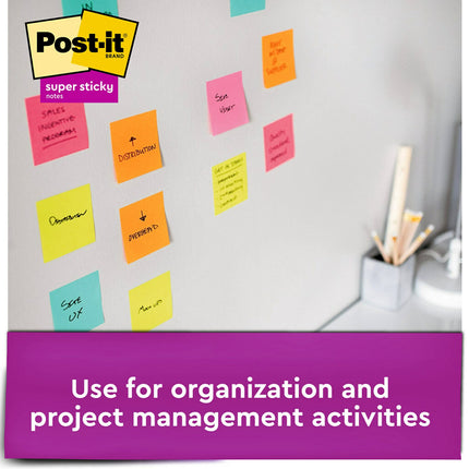 Blocs-notes Post-it Super Sticky Pop-up, 76x76 mm, 10 blocs, puissance de collage 2X, collection Rio de Janeiro, couleurs vives (orange, rose, bleu, vert), recyclables (R330-10SSAU)