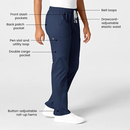 WonderWink Women's Convertible Slim Leg Cargo Pant Medical Scrubs, Navy, XXS Petite