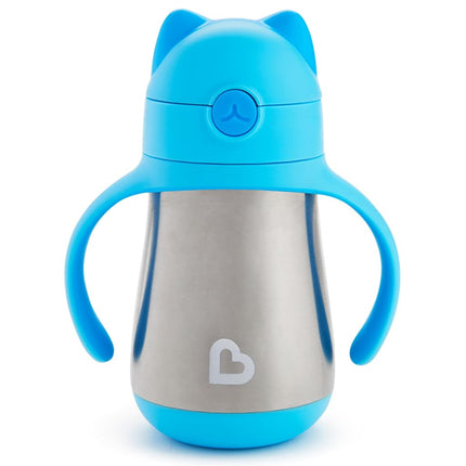 Munchkin Cool Cat Stainless Steel Straw Cup - Blue (8oz/240ml)