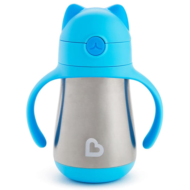 Munchkin Cool Cat Stainless Steel Straw Cup - Blue (8oz/240ml)