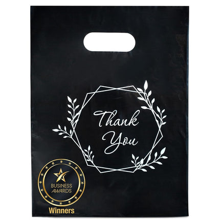 100 Thank You Bags for Business Small Black Color 