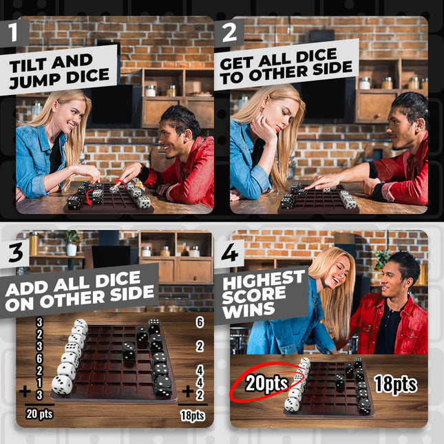 Dittle - Dice Battle | Ages 6+ | Unique Wooden Coffee Table Games for Adults and Family | Best Board Games for Kids 2 Player | Bar Games for Adults Indoor Tabletop Games | Wood Table Top Games Adult