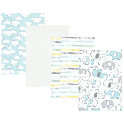 Hudson Baby Unisex Baby Cotton Flannel Burp Cloths, Neutral New Elephant 4-Pack, One Size