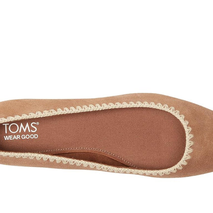 TOMS Women's Briella Ballet Flat, Brown Sugar Suede/Deco Stitch, 3 UK