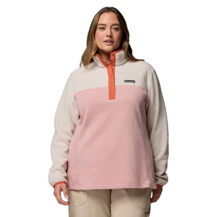 Columbia Women's Benton Springs 1/2 Snap Pull Over 2, Fleece Pull Over, Eraser Pink/Dark Stone/Tuscan, XXL