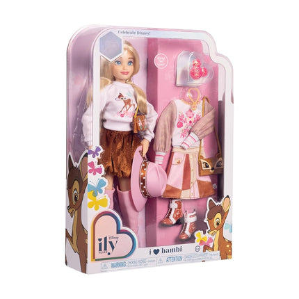 Disney ily 4EVER Fashion Dolls Bambi 30cm/11.5" Tall with 13 Points of Articulation, Two Complete Mix-and-Match Outfits and Glittery Mickey Ring for You For Girls Aged 6+