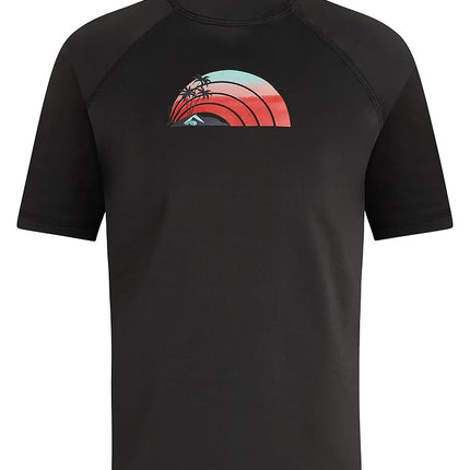 Kanu Surf Camiseta de natación de manga corta de protección solar UPF 50+ con estampado de olas para niños, Bora Bora Black, 12