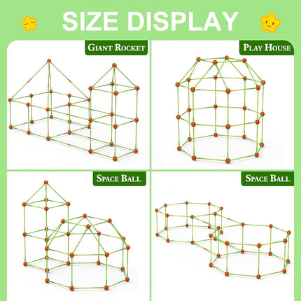 Fort Building Kit for Kids, Stem Construction Toys, Educational Toy for 3+ Years Old Boys and Girls, Indoor & Outdoors Activity,140 Pcs