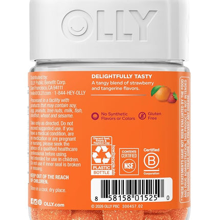 OLLY Laser Focus Gummy, 18 Day Supply (36 Gummies), Berry Tangy Tangerine, Ginseng, Alpha GPC, B Vitamins, Chewable Supplement