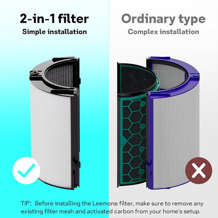 Leemone 360 Combi Replacement Filter for Dyson TP07 HP07, 1 Pack + Brush
