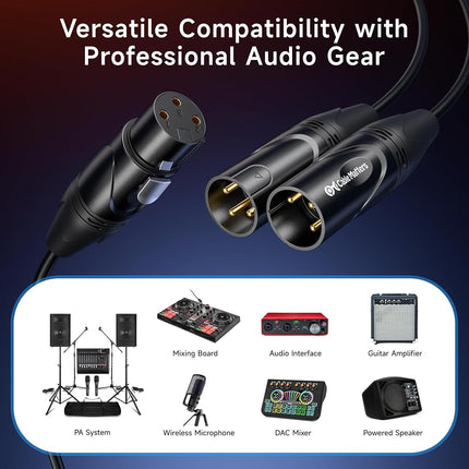 Cable Matters 2-Pack XLR Splitter Cable, Female to 2X Male, 1.5ft