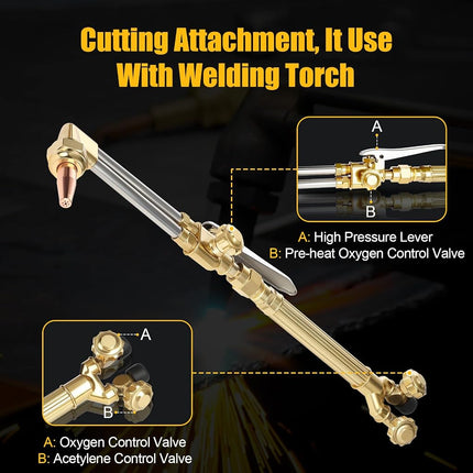 Oxygen Torch Kit Acetylene Oxygen Torch Kit Professional Soldering Kit Gas Welding Kits Portable Oxygen Acetylene Welder with Nozzles Check Valves Regulator