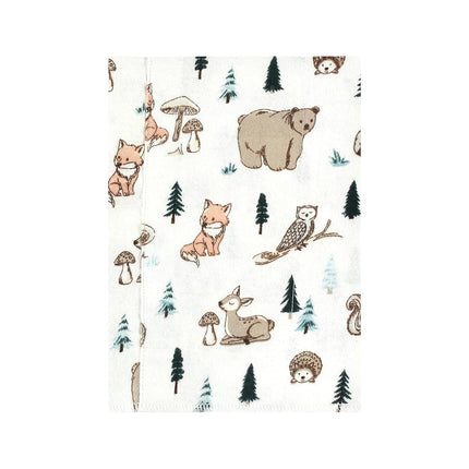 Hudson Baby Unisex Baby Cotton Flannel Burp Cloths, Boy Woodland Pals 4-Pack, One Size