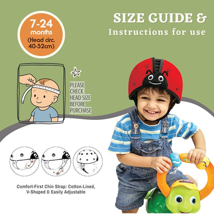 SafeheadBABY Award-Winning Soft Infant Head Protector for Crawling & Walking | Expandable Lightweight Baby Safety Helmet 7–24 Months (40–52 cm) – Ladybird Pink