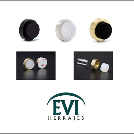 EVI Herrajes Wall Mounted Door Stop,Matte Brass - White Rubber,24x14mm,I-205/24-BMT