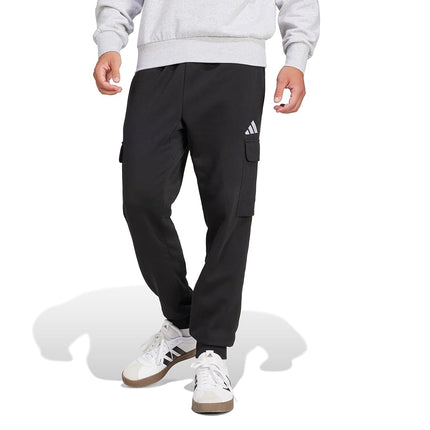adidas Men's Essentials Feel Cozy Fleece Cargo Pants, Black/White, 3X-Large Tall