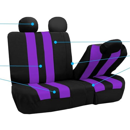 FH GROUP FH-FB036217 Fundas de asiento a rayas llamativas, color morado/negro - Se adaptan a la mayoría de automóviles, camiones, SUV o furgonetas