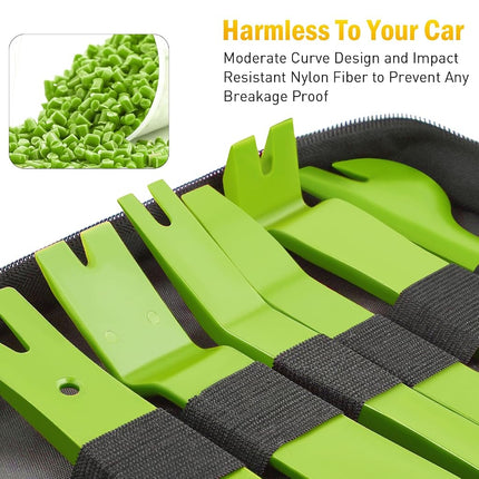 GOOACC 19Pcs Trim Removal Tool Set Panel Fastener Clips Removal Automotive Plastic Upholstery Pliers Removal Install Pry Car Tool with Storage Bag for Trim Panel Door Audio Clip Pliers Terminal-Green