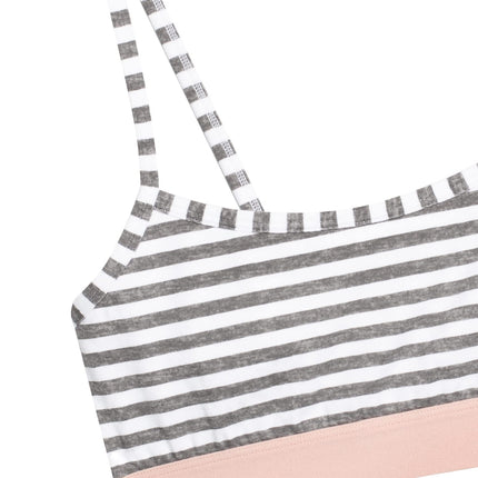 Fruit of the Loom Girls' Cotton Spaghetti Strap Sport Bra, Grey Stripe/Grey/White, 30, Grey Stripe/Grey/White, 30