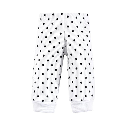Hudson Baby Unisex Thermal Preemie Layette Set 4pc Short Sleeve Outfit, Black White Dots Short Sleeve, Preemie