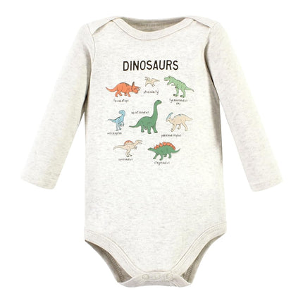Hudson Baby Unisex Baby Cotton Long-Sleeve Bodysuits, Dinosaur Adventures 3-Pack, Preemie, Dinosaur Adventures 3-pack, Preemie