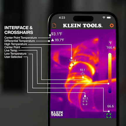 Klein Tools TI223 Mobile Thermal Imaging Camera Thermal Imaging Camera for iOS Android 19,200 Pixels, Wide Temperature Range from -4 to 752 Degrees Fahrenheit, Professional Infrared Camera