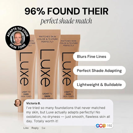 Luxe Color Changing Foundation for Women – Instantly Adapts to Your Skin Tone – Buildable Light-to-Medium Coverage – 12-Hour Wear – Natural Dewy Finish (Light)