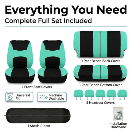 FH Group FB030MINT115 Universal Fit Full Set Mint Automotive Seat Covers fits most Cars, SUVs, and Trucks (Side Airbag Compatible with Split Bench)