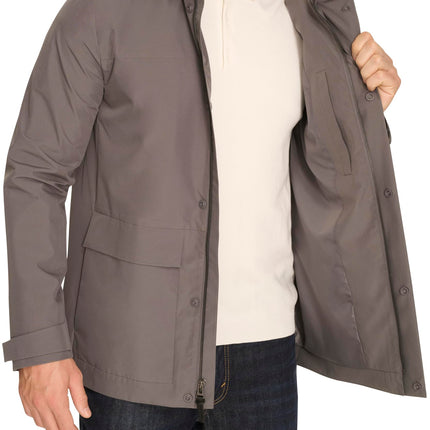Cole Haan Men's Short Sleeve Soft Rain Parka, Grey, S