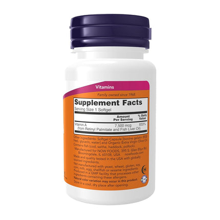 NOW Foods Vitamin A 25000 Iu, 100 Sgels (Pack Of 2)