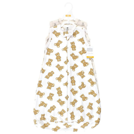 Hudson Baby Unisex Baby Cotton Wearable Sleeping Bag, Sack, Blanket, Teddy Bear Sleeveless, 12-18 Months