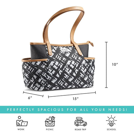 Sac isotherme pour adultes Fit & Fresh Navarto avec poches latérales et poignées de transport, kit complet comprenant un gobelet assorti et un récipient alimentaire réutilisable, noir