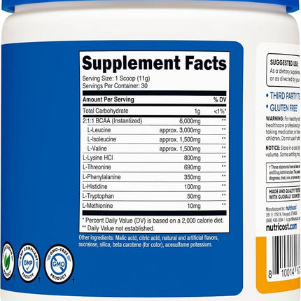 Nutricost EAA Powder 30 Servings - Passion Fruit, Orange, and Guava (POG) - Essential Amino Acids - Non-GMO, Gluten Free, Vegetarian Friendly