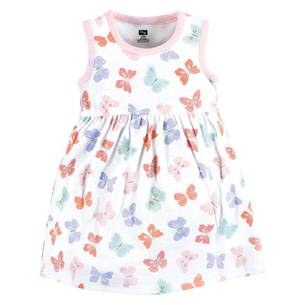 Hudson Baby Baby Girls' Cotton Dress and Cardigan Set, Pastel Butterfly, 3T