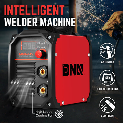DNA MOTORING Soldadora MIG Portátil 110V/220V Soldadora de Hilo Tubular, Modo MMA, Máquina de Soldar, Inversor IGBT, Máquina de Soldar con Alimentación Automática de Hilo, Pantalla Digital LED, TOOLS-00713-RD