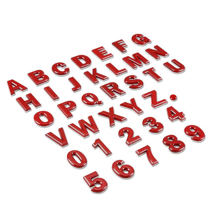 DNA Motoring EM-L-LETTER-6-RD Red Letter Number Decal Emblem Badge Sticker for Auto Car Truck Motorcycle Logo - 6