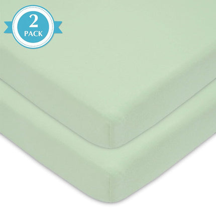 American Baby Company Lot de 2 draps-housses en jersey 100 % coton naturel pour parc de jeu Pack N Play, couleur céleri, doux et respirant, pour garçons et filles