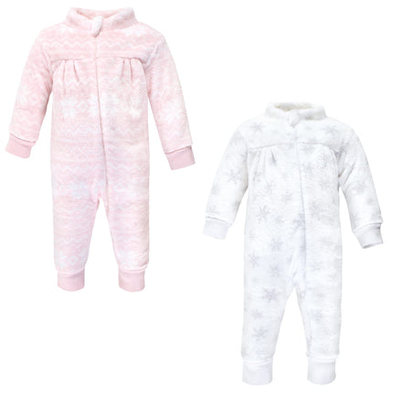 Hudson Baby baby-girls Plush Jumpsuits, Snowflakes