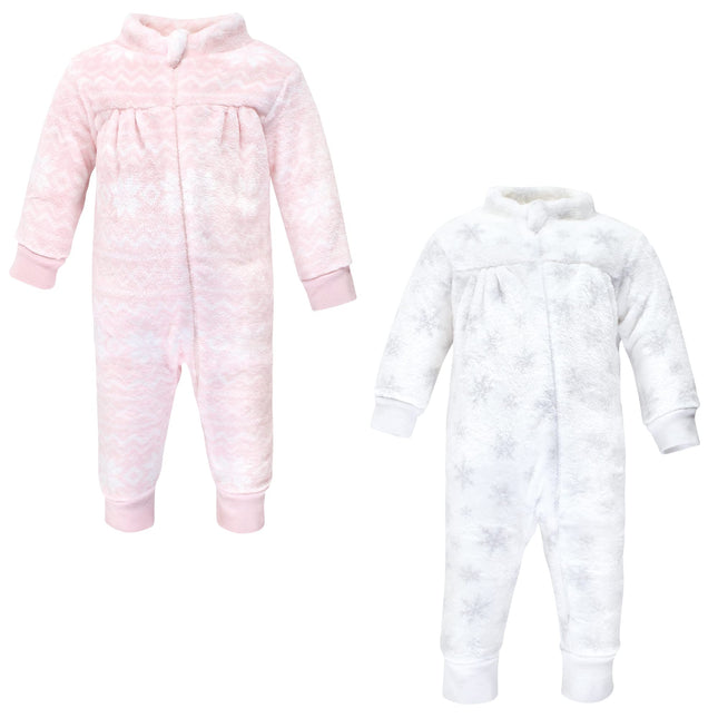 Hudson Baby baby-girls Plush Jumpsuits, Snowflakes