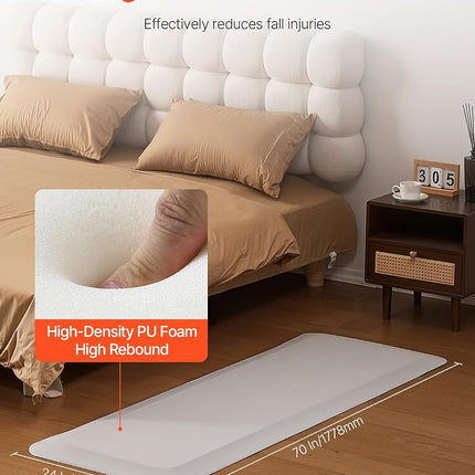 VEVOR Fall Mat for Elderly, 3/4-inch Thickened Fall Prevention Pad with Beveled Edge, Anti-Slip Bedside Safety Floor Mat for Seniors, Handicaps, Patients (24 x 70 inch)