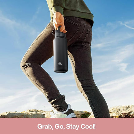 POWCAN 946 ml Insulated Water Bottle, 2-in-1 Straw & Spout Lid, Leakproof, BPA-Free, Double Wall Stainless Steel, Keeps Cold 24H, for Sports, Gym & Travel (Cotton Candy)