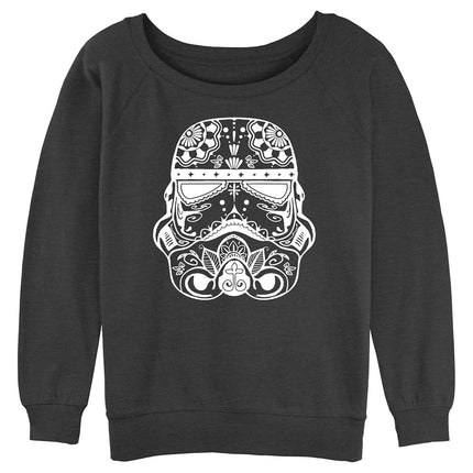 Pull Raglan Femme Junior STAR WARS Sugar Skull Troop avec Surpiqûres, Gris Anthracite Chiné, XXL, Gris Anthracite Chiné, XXL
